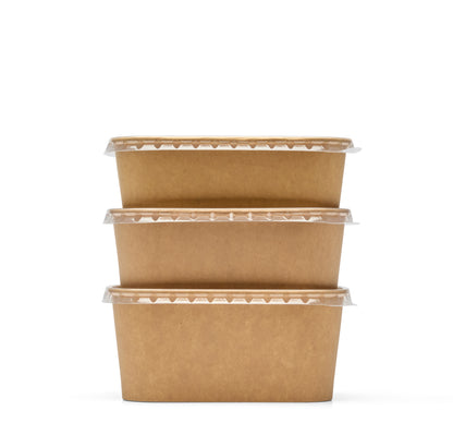 1000ml Kraft Food Containers with PP Lids Rectangular Takeaway Box