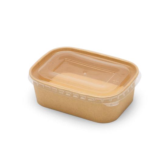 650ml Kraft Food Containers with PP Lids Rectangular Takeaway Box
