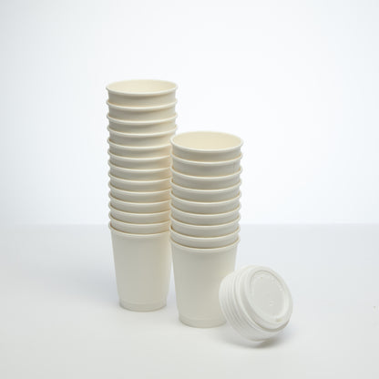 8oz Double Wall Disposable Coffee Cups with Lids (500 pcs)