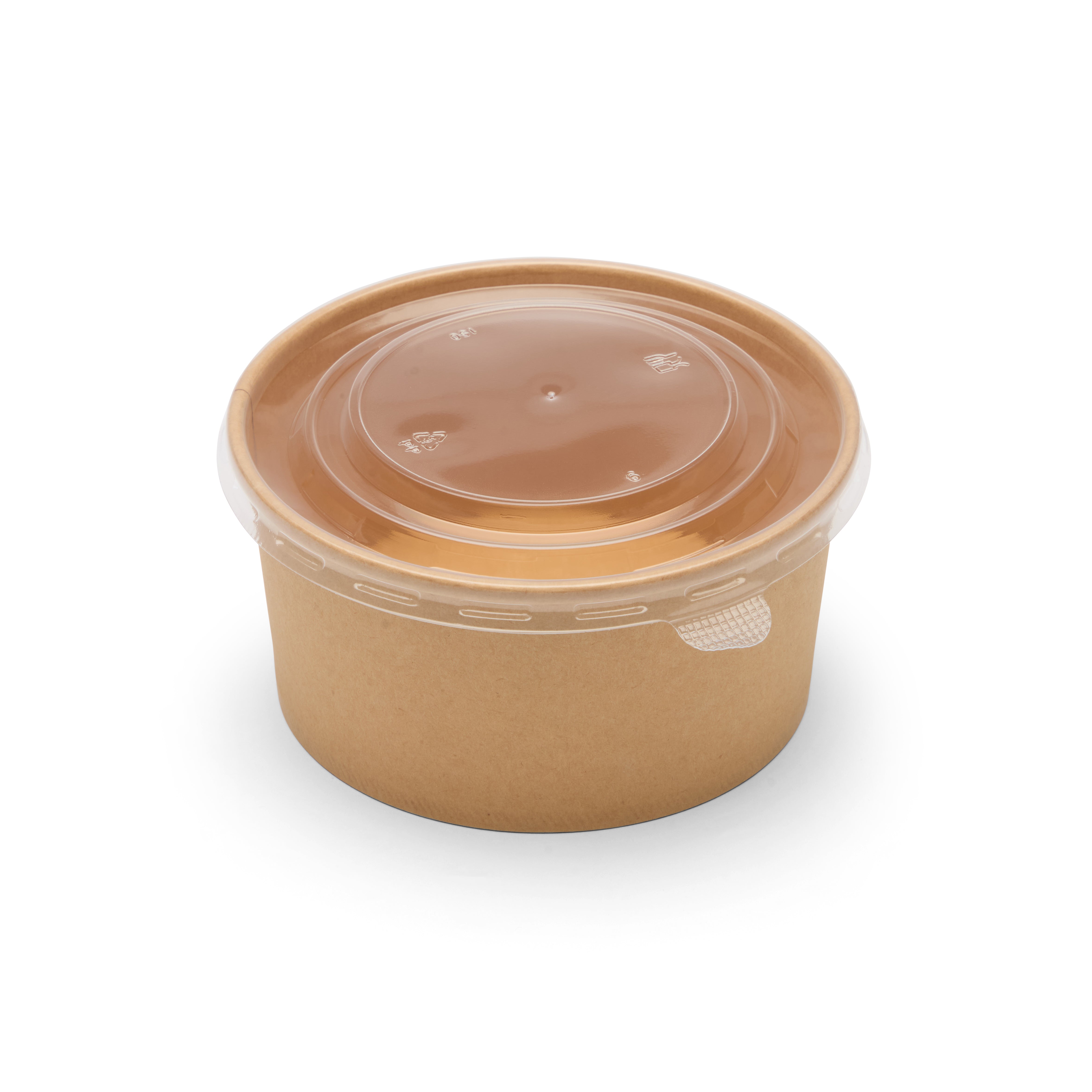 1000ml Kraft Round Food Container with PP Lids – London Coffee Cups